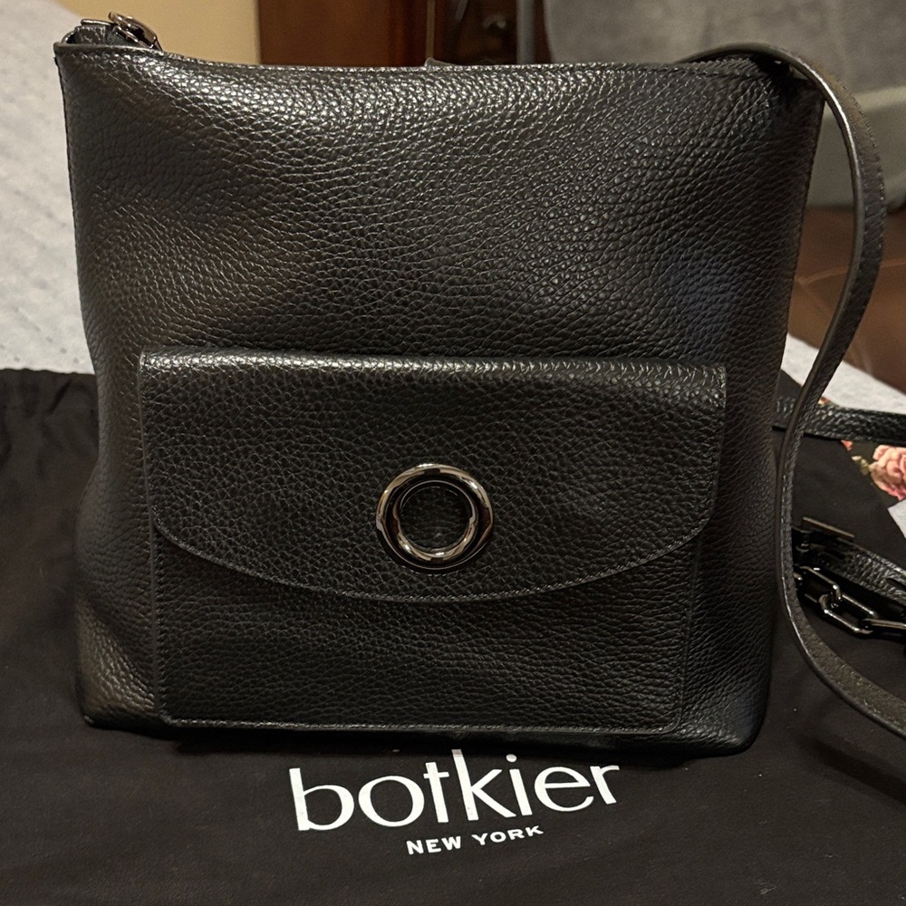 Botkier Black Pebbled Leather Crossbody backpack